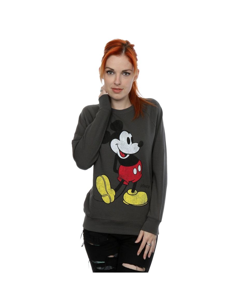 Disney Womens/Ladies Mickey Mouse Classic Kick Sweatshirt - Light Graphite