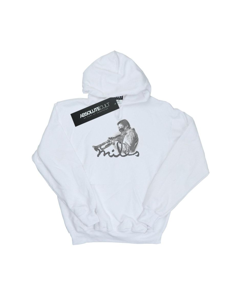 Miles Davis Girls Profile Sketch Hoodie - White