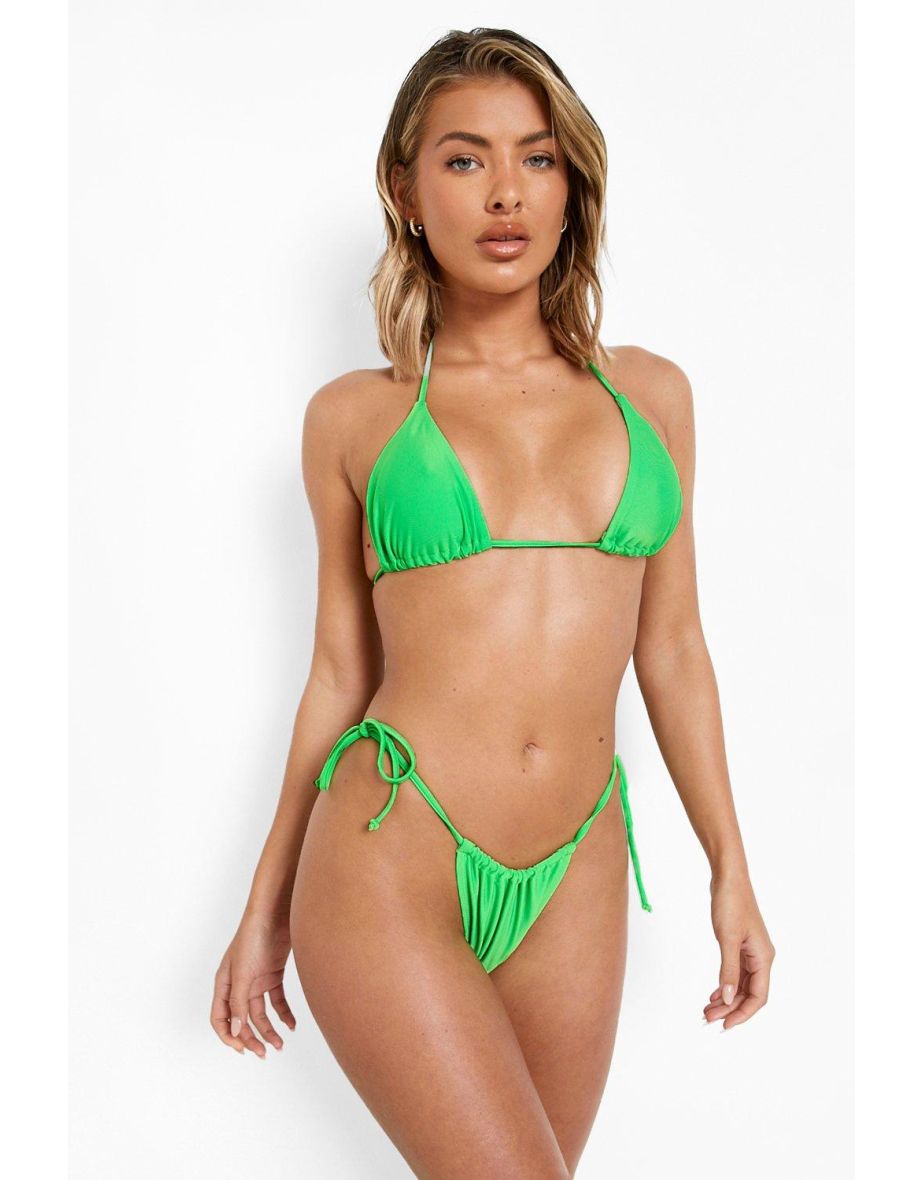 Shop Neon Tie Triangle Bikini Top neon green Online in Kuwait VogaCloset