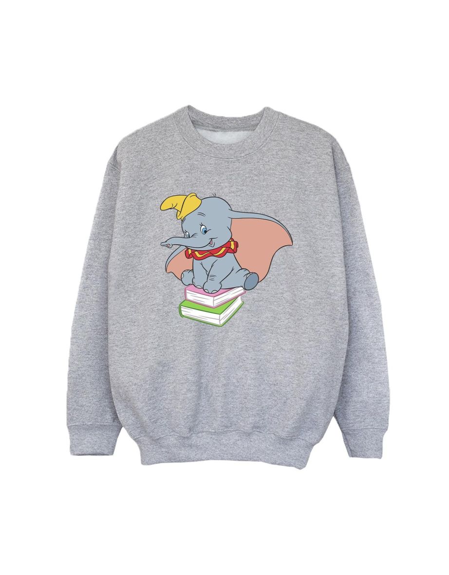 Disney Boys Dumbo Sitting On Books Sweatshirt - Sports Grey