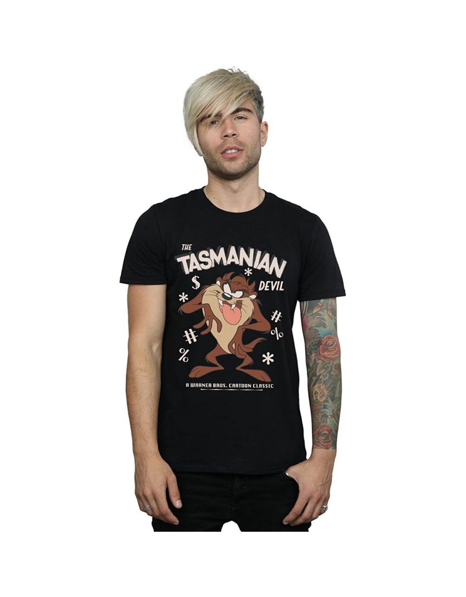 Looney Tunes Mens Tasmanian Devil Vintage Cotton T-Shirt - Black - 3