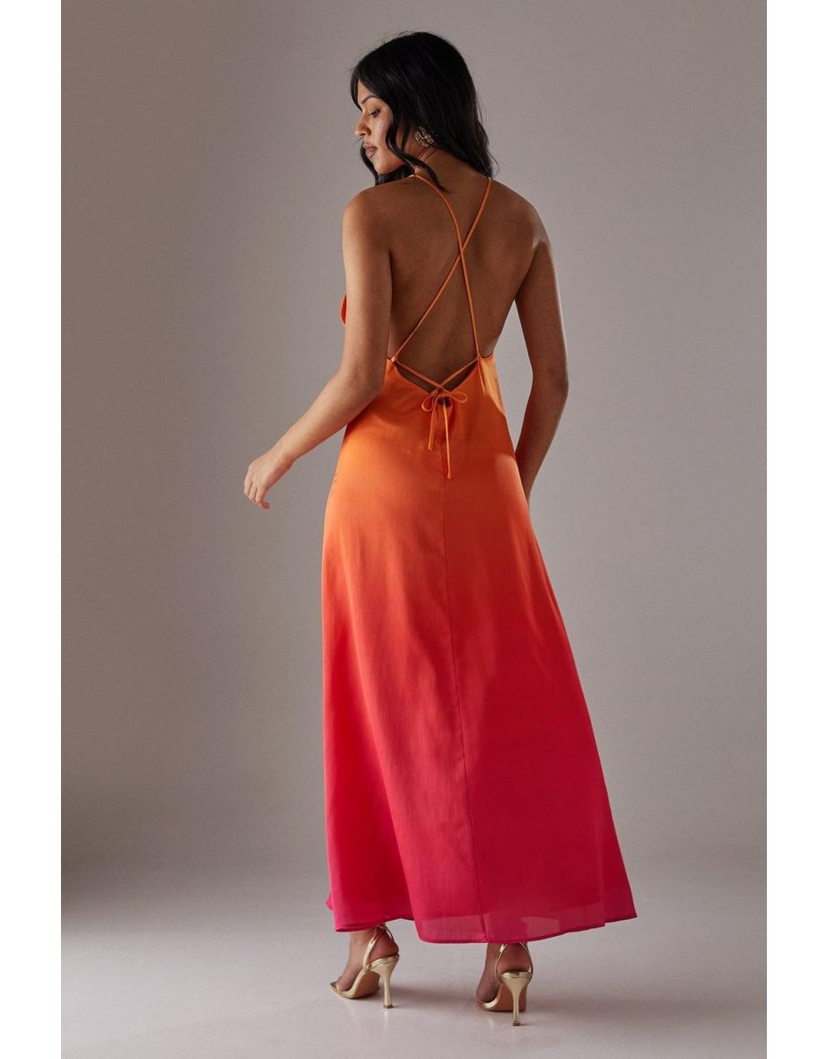 Ombre Strappy Satin Maxi Sundress - 3