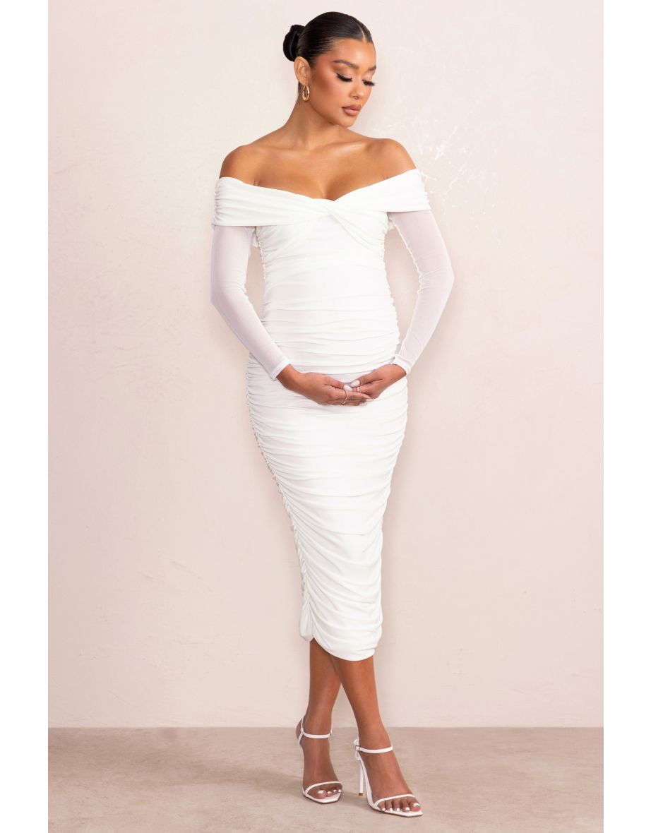 Contour White Maternity One Shoulder Bodycon Midi Dress – Club L London - UK