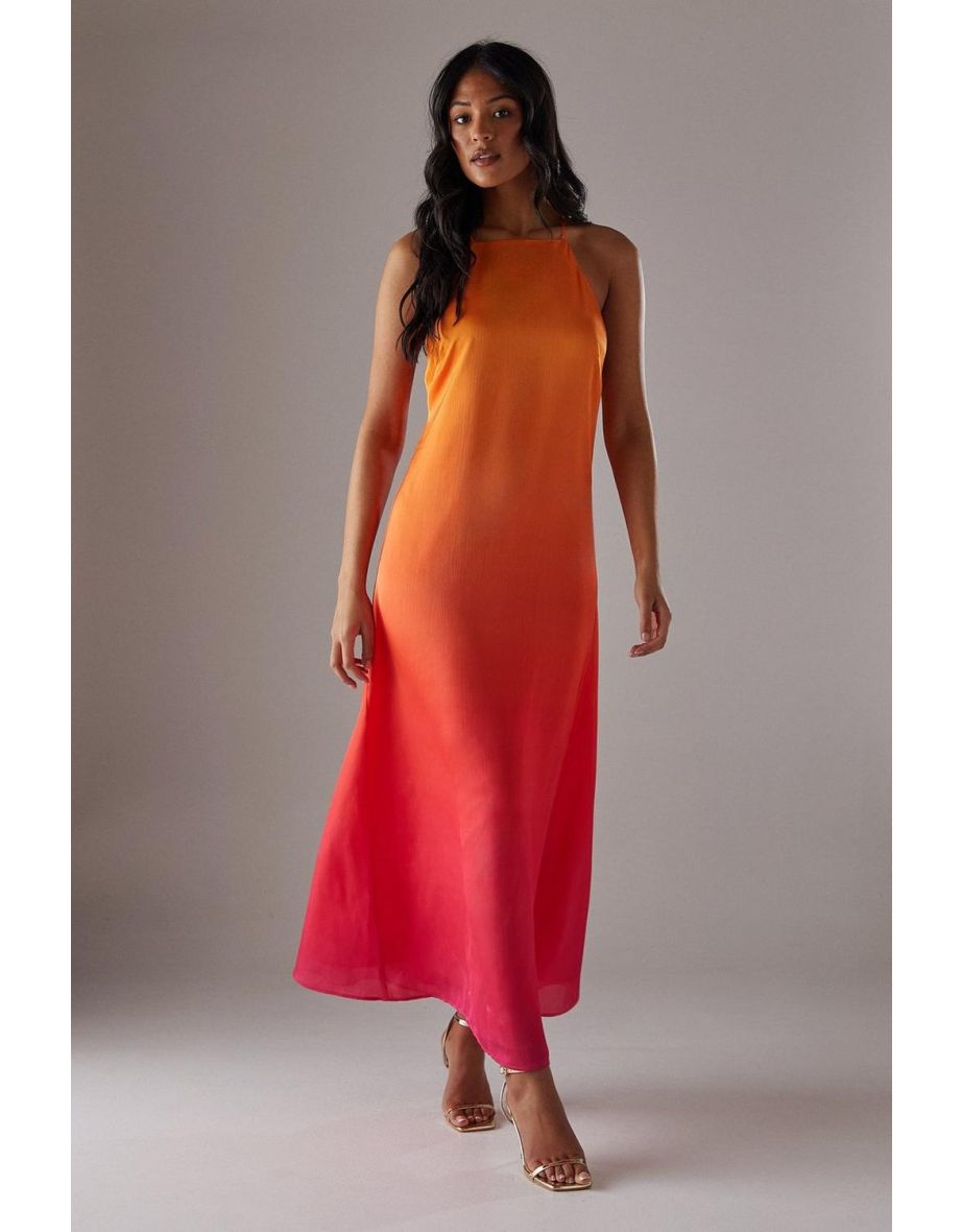 Ombre Strappy Satin Maxi Sundress