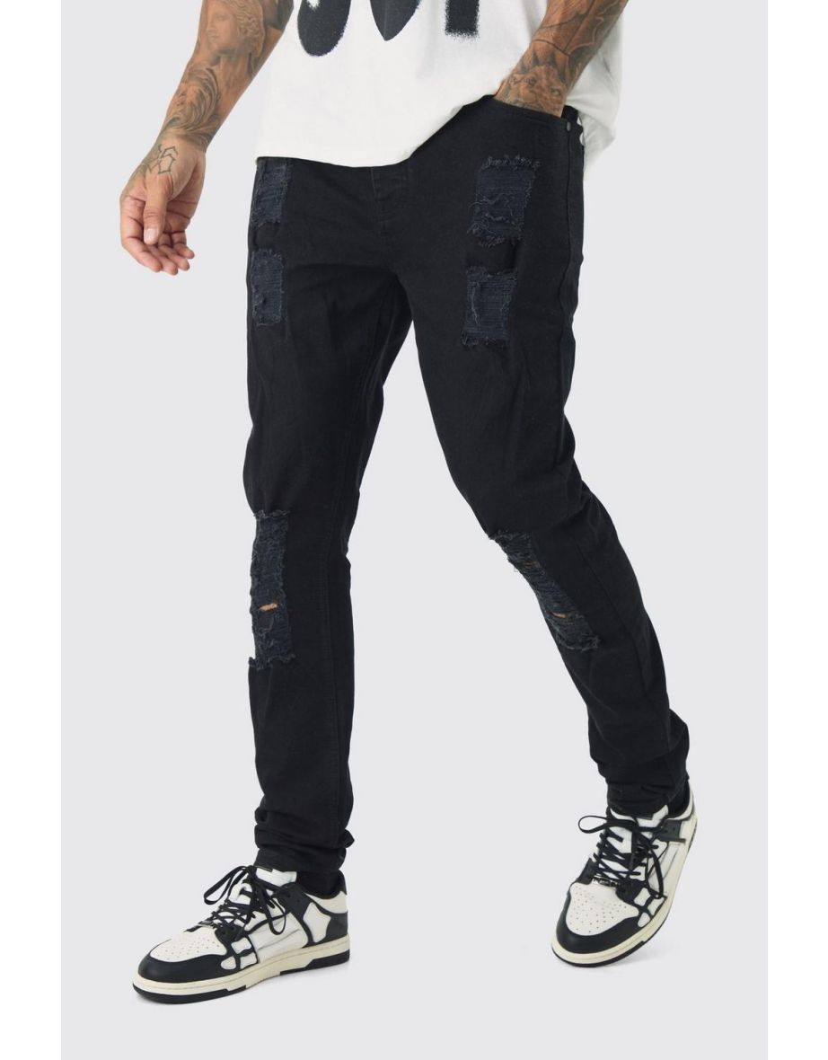 Tall Skinny Jeans With All Over Rips