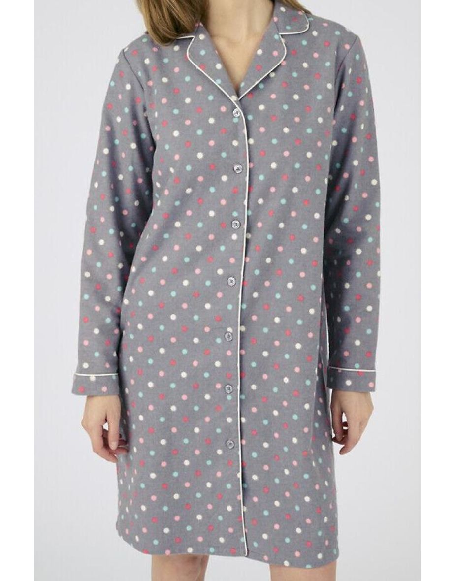 Floral Cotton Flannelette Nightshirt with Long Sleeves