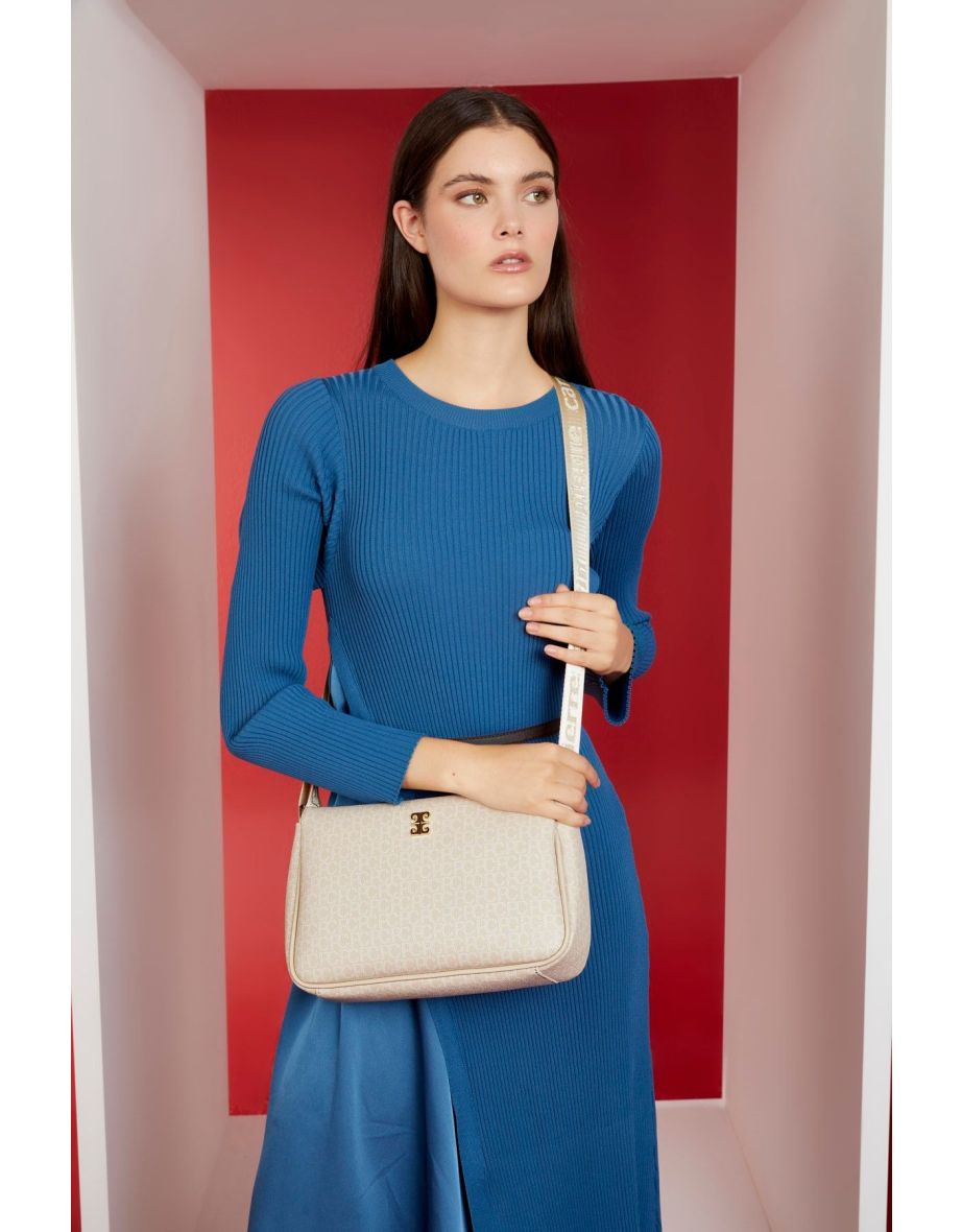Cream Small Alphabet Women's Shoulder Bag