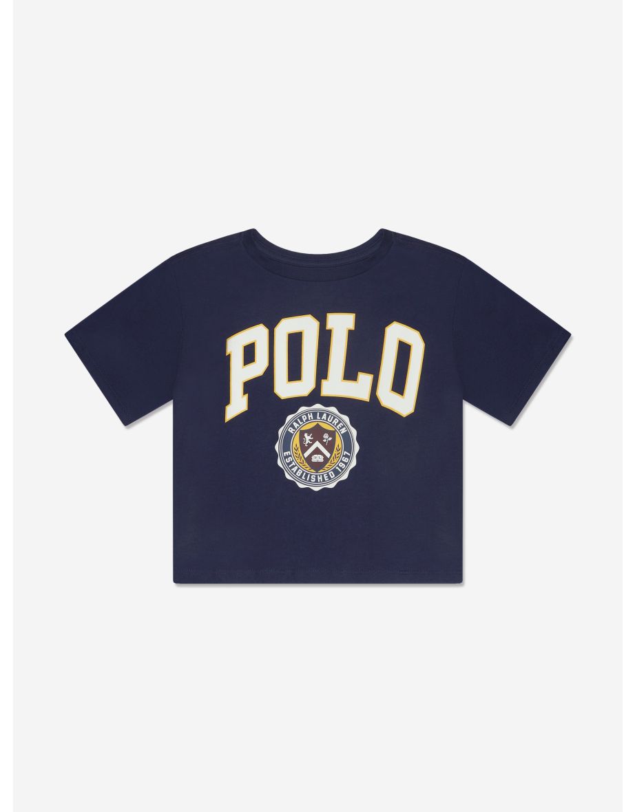 Girls Varsity Polo T-Shirt in Navy