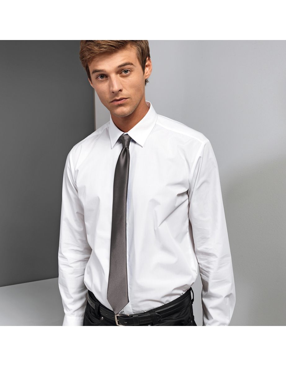 Premier Colours Mens Satin Clip Tie - Dark Grey - 1
