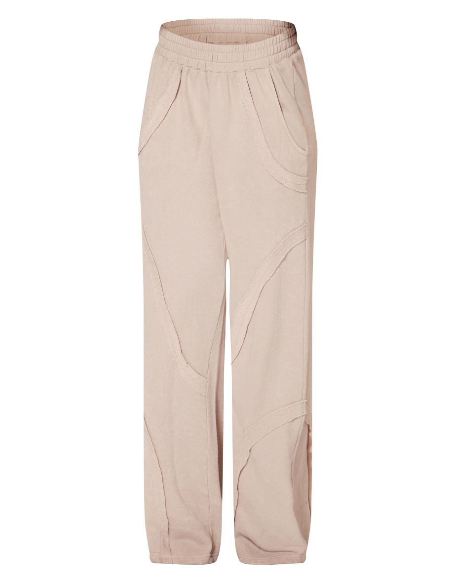 Cream Washed Distressed Seam Wide Leg Joggers - 4