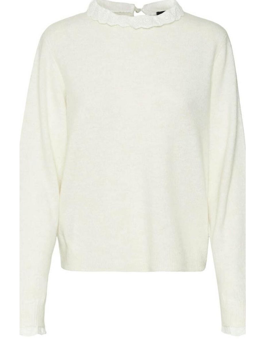 Fine Knit Jumper/Sweater with Broderie Anglaise Collar