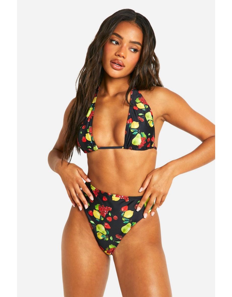 Fruit Print Hipster Bikini Brief - black
