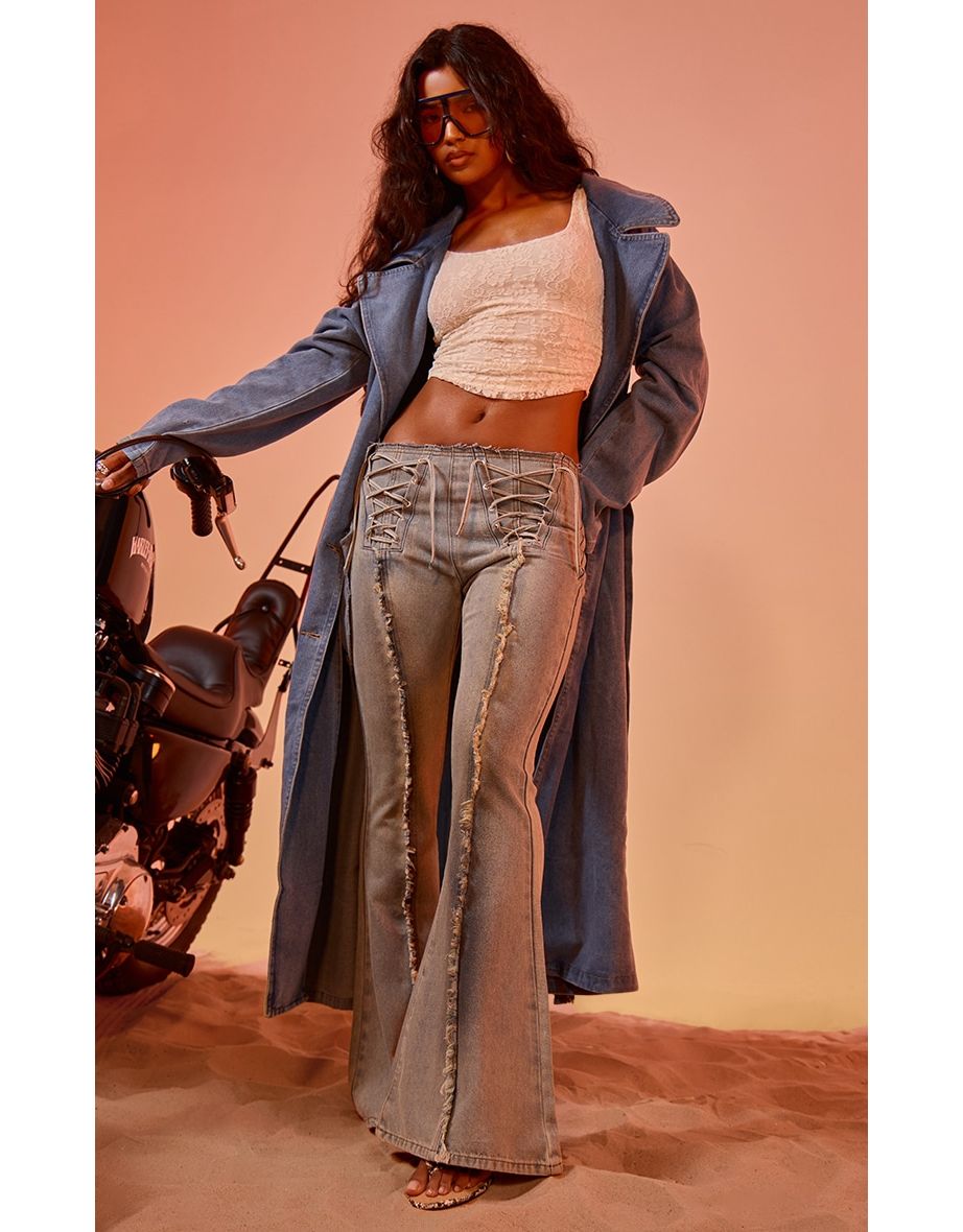 Ecru Lace Tie Up Back Crop Top
