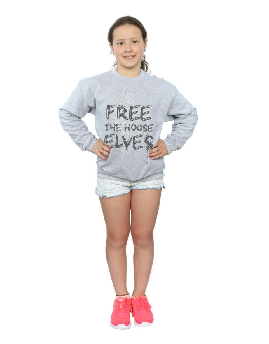 Harry Potter Girls Dobby Free The House Elves Sweatshirt - Sports Grey - 3