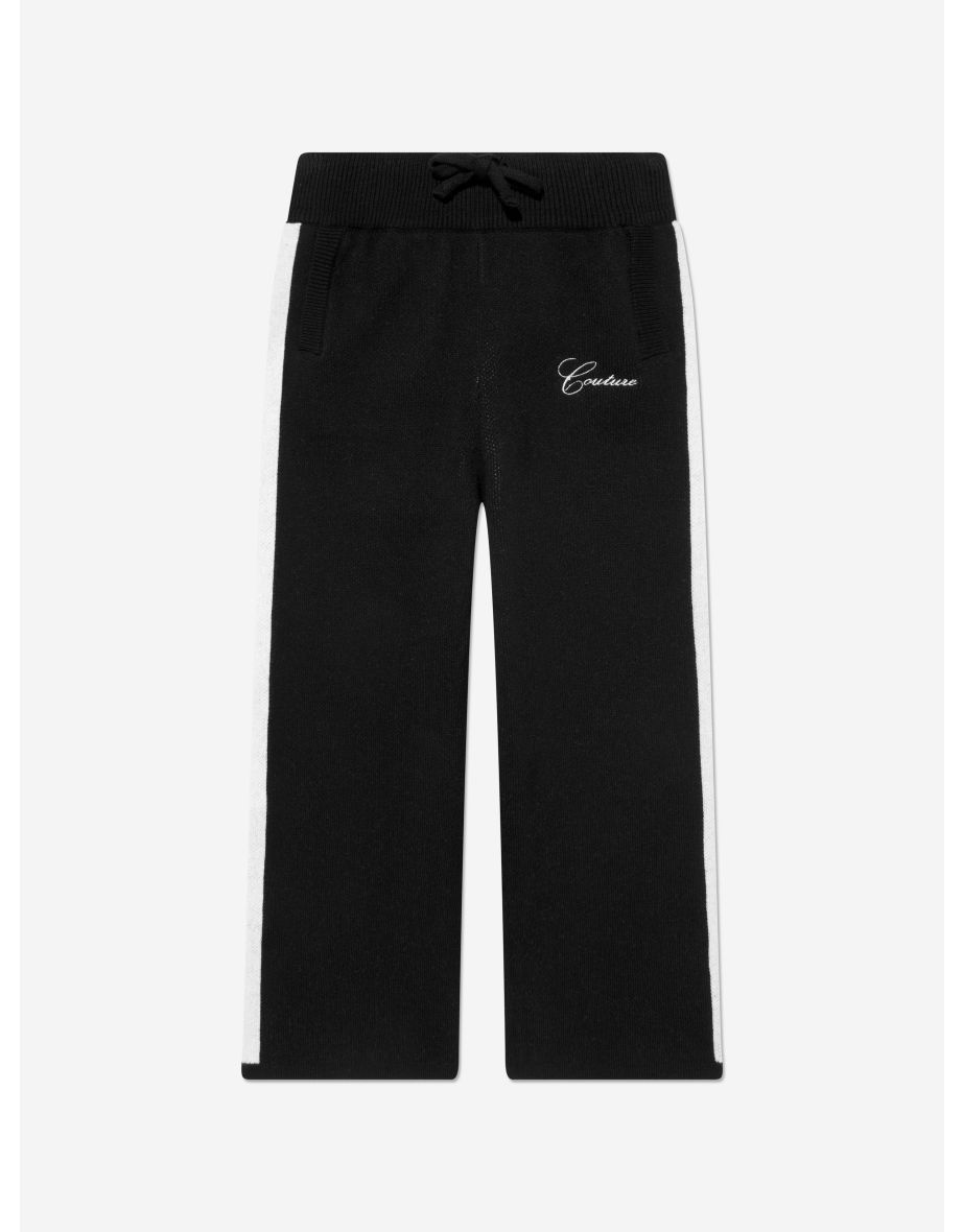 Kids Side Stripe Knitted Joggers in Black