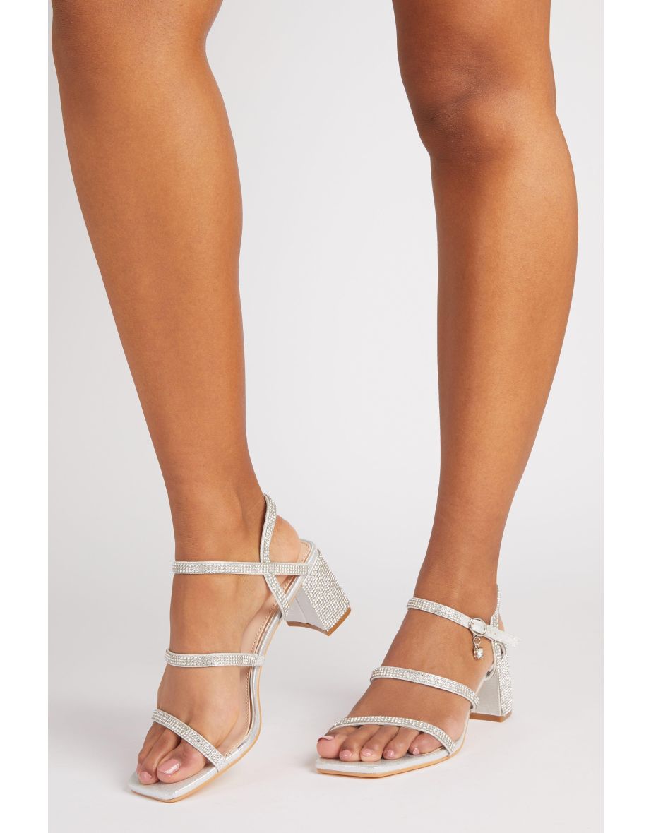 Diamante block hot sale heel sandals