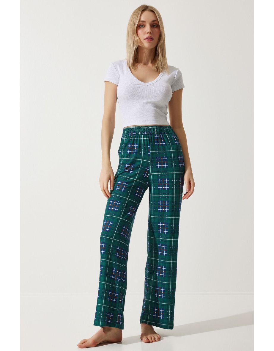 Women's Dark Green Patterned Soft Textured Knitted Pajamas