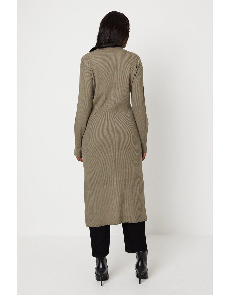 Longline Ribbed Cardigan - 2