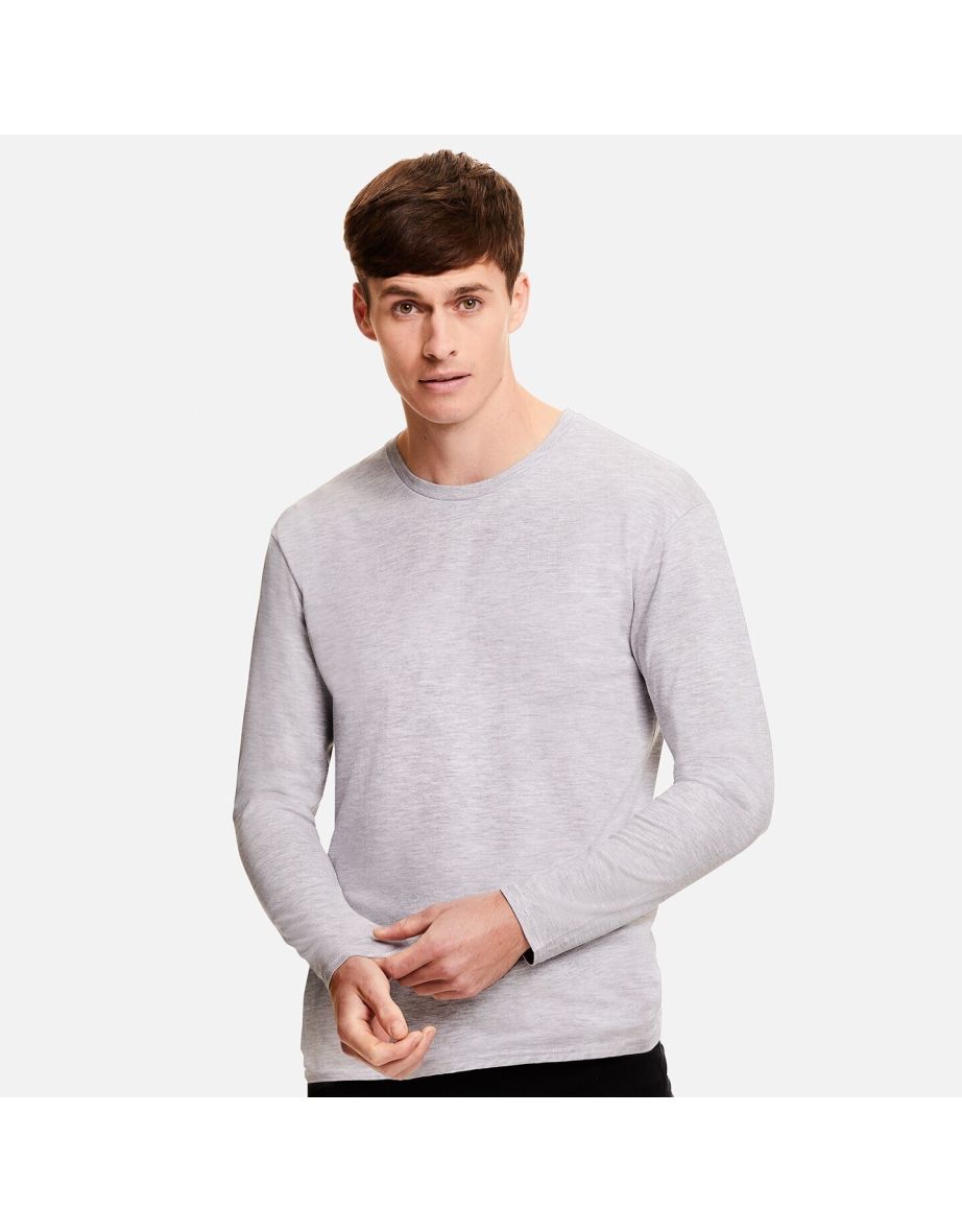 Fruit Of The Loom Mens Iconic 150 Long-Sleeved T-Shirt - Grey Heather - 3