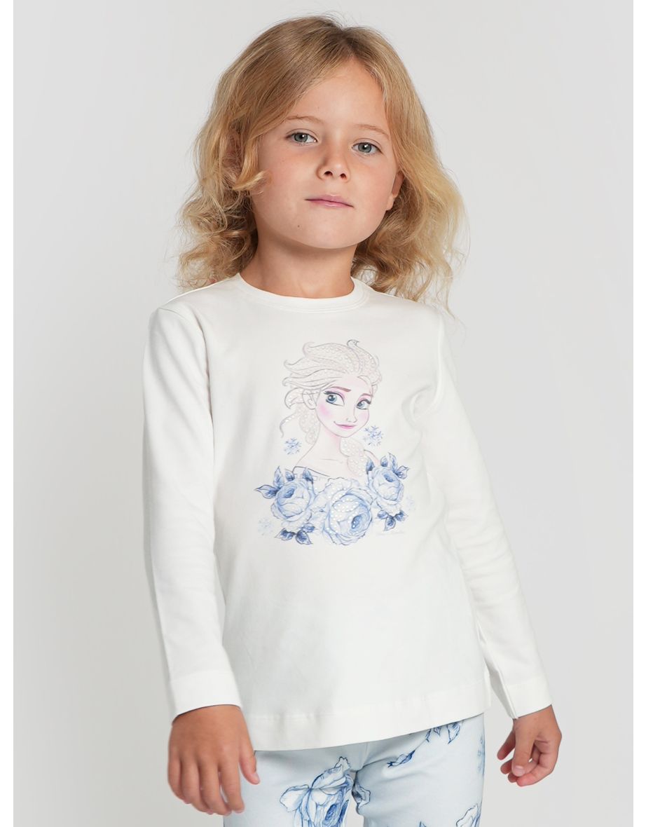 Girls Long Sleeve Elsa T-Shirt in White