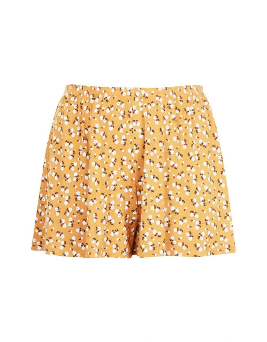 Plus Ditsy Floral Flippy Shorts - yellow - 3