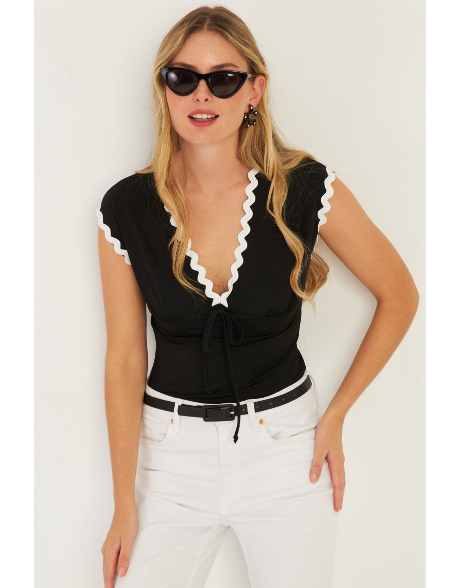 Women's Black Tiered Blouse