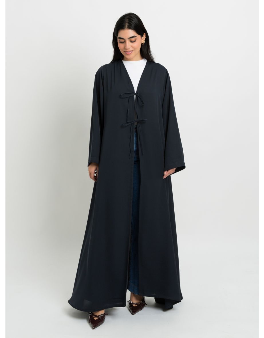Navy Bow Abaya