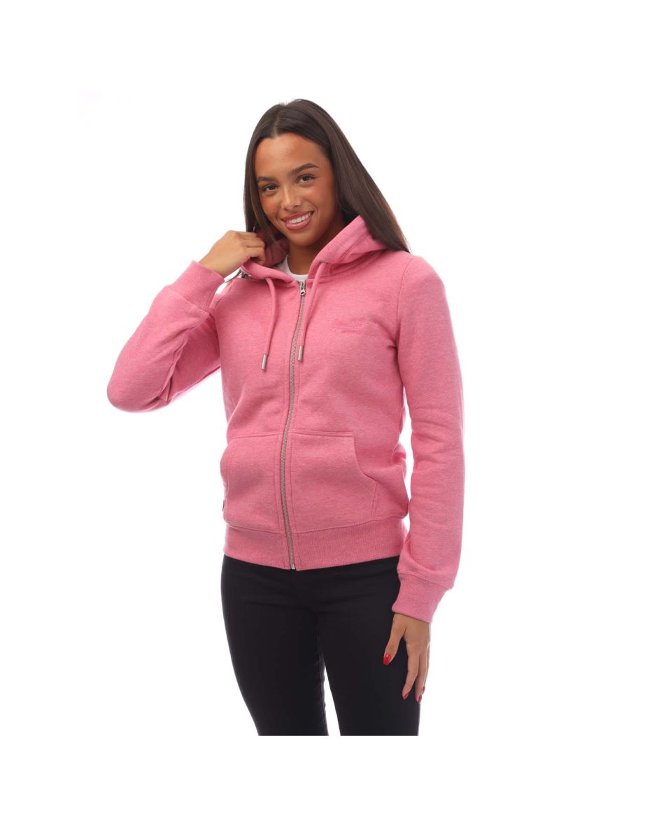 Women's Superdry Vintage Logo Embroidered Zip Hoodie in Pink