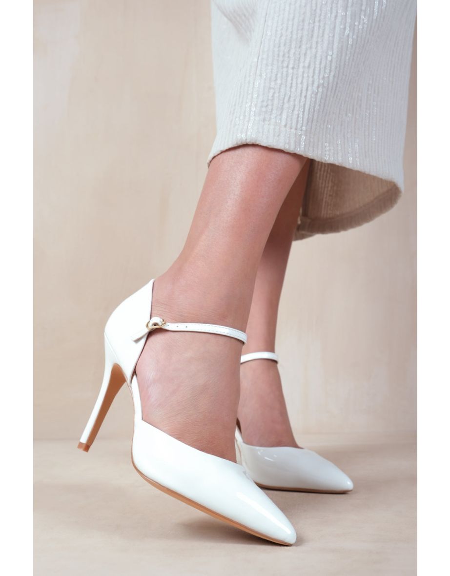 REFLEX MID HIGH HEELS WITH POINTED TOE IN WHITE PATENT - 1
