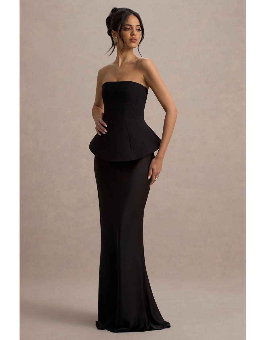 Ohio | Black Strapless Corset Maxi Dress - 5