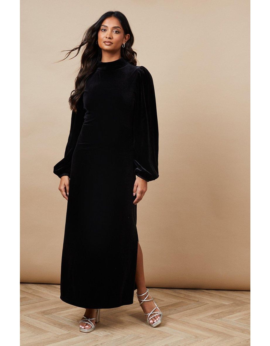 Occasion Velvet High Neck Dress