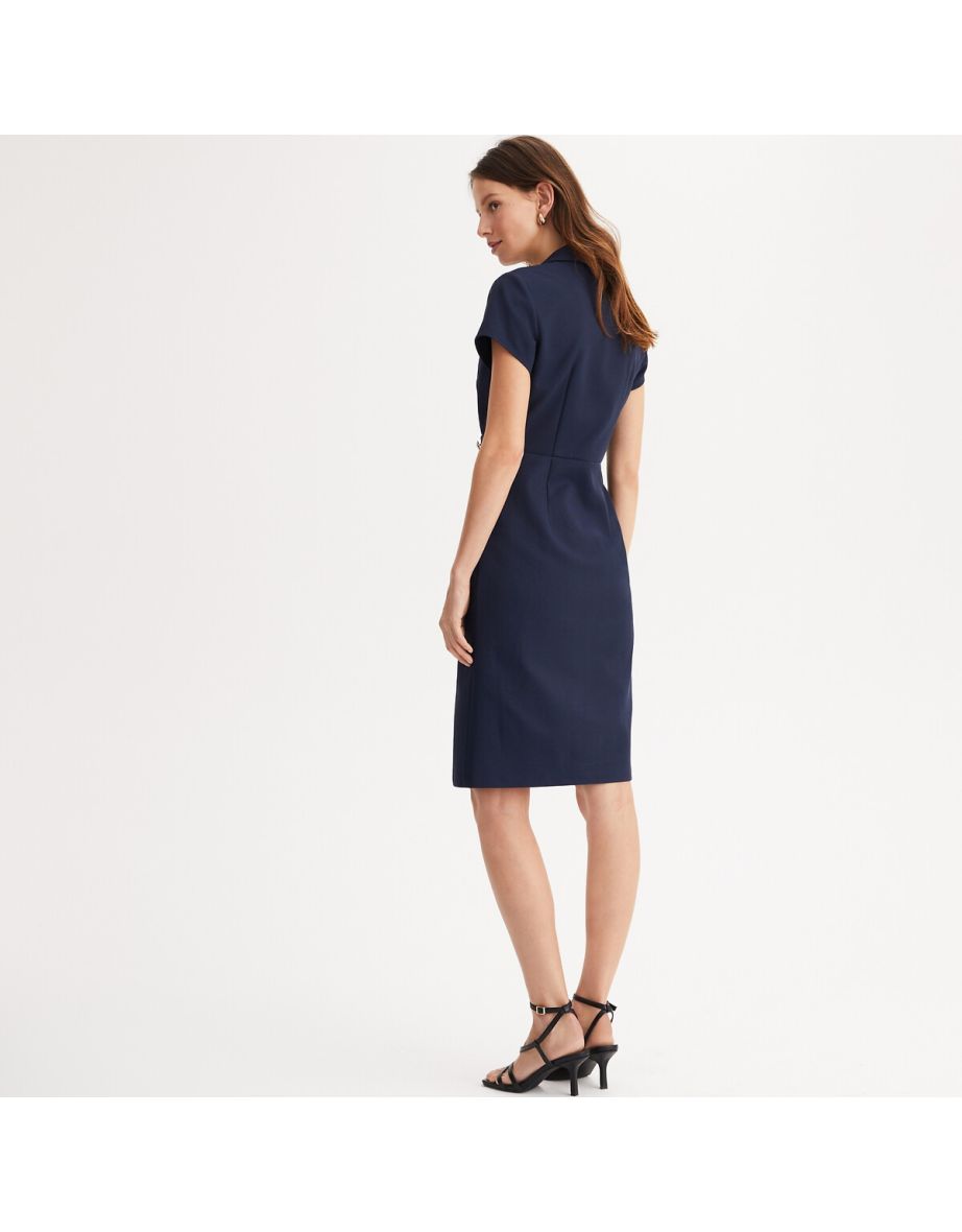 Mid-Length Shift Dress with Short Sleeves - 3