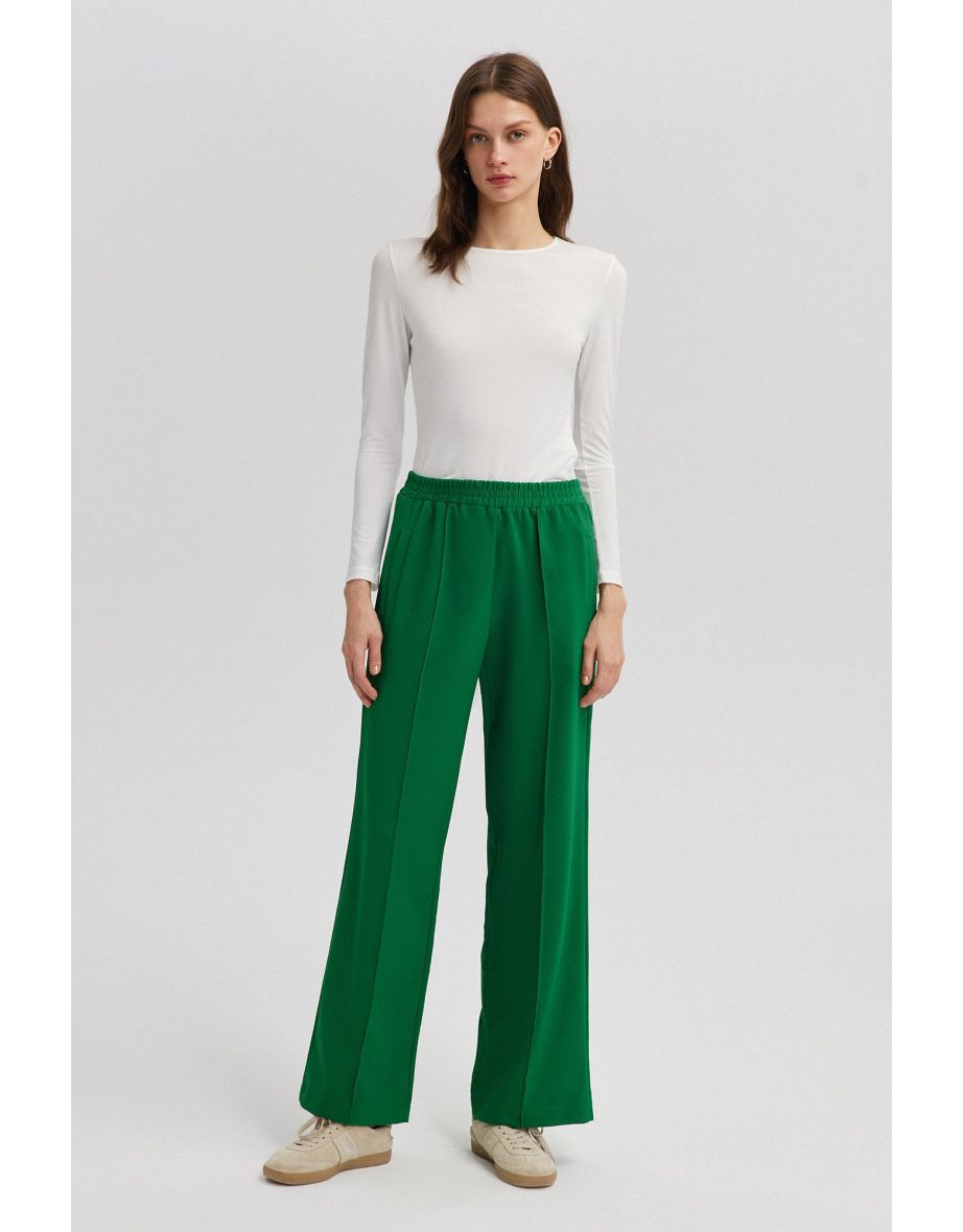 RIBBED CREPE TROUSERS