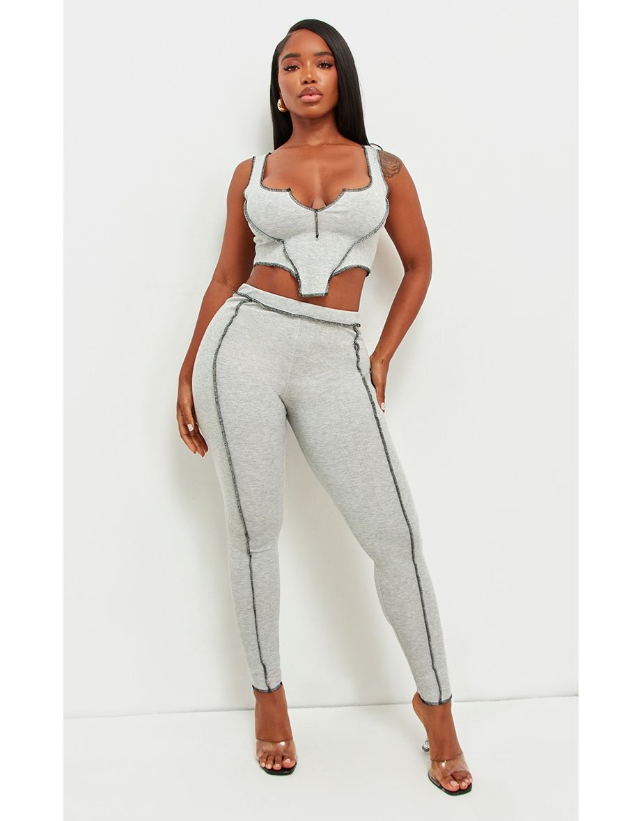 Grey stitch leggings hotsell