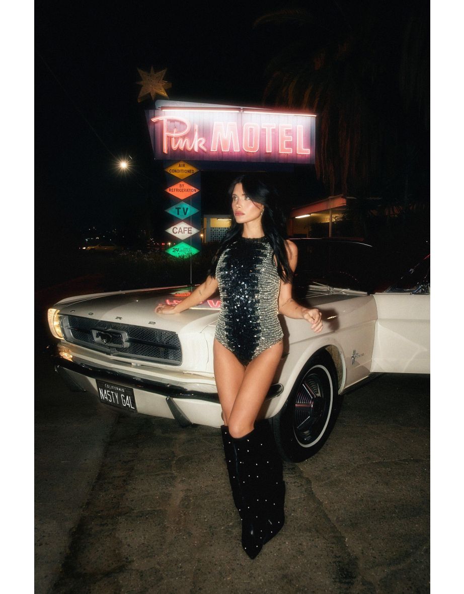 Nessa Barrett Embellished Ombre Sequin Bodysuit
