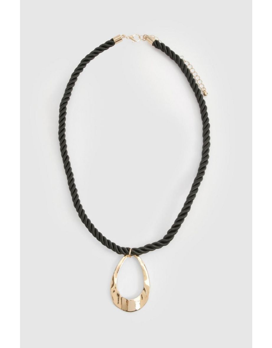Gold Pendant Rope Necklace - gold - 2