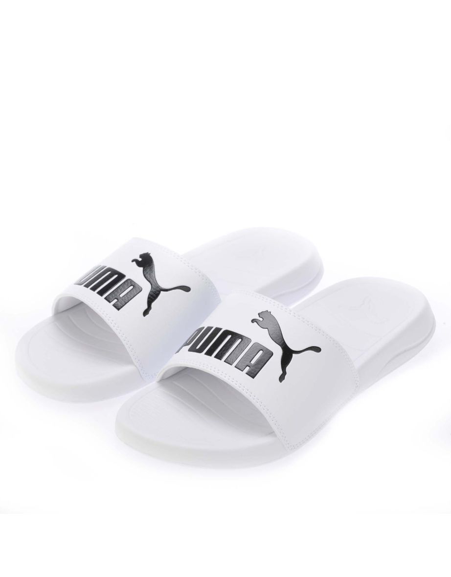 Men's Puma Adults Popcat Logo Sliders in White