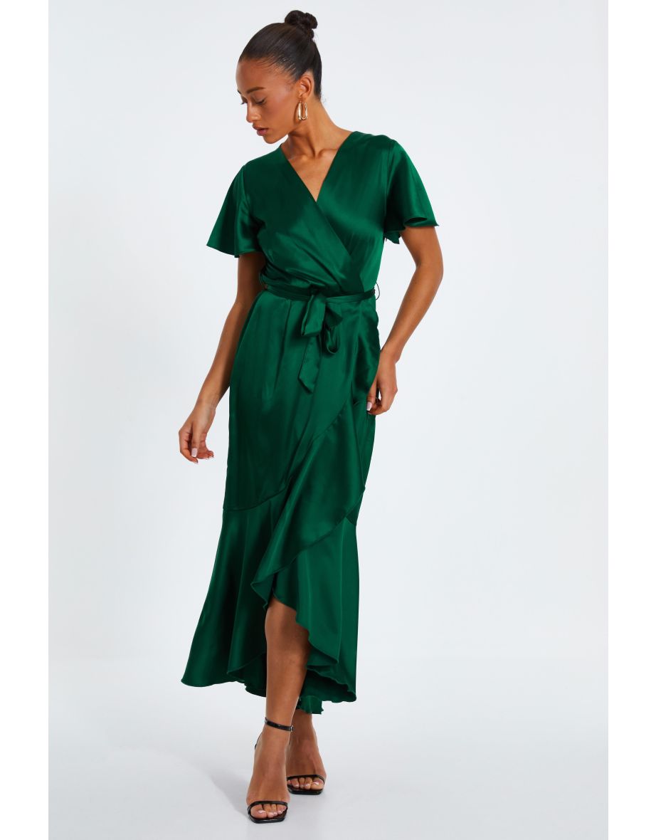 Bottle green silk dress hotsell