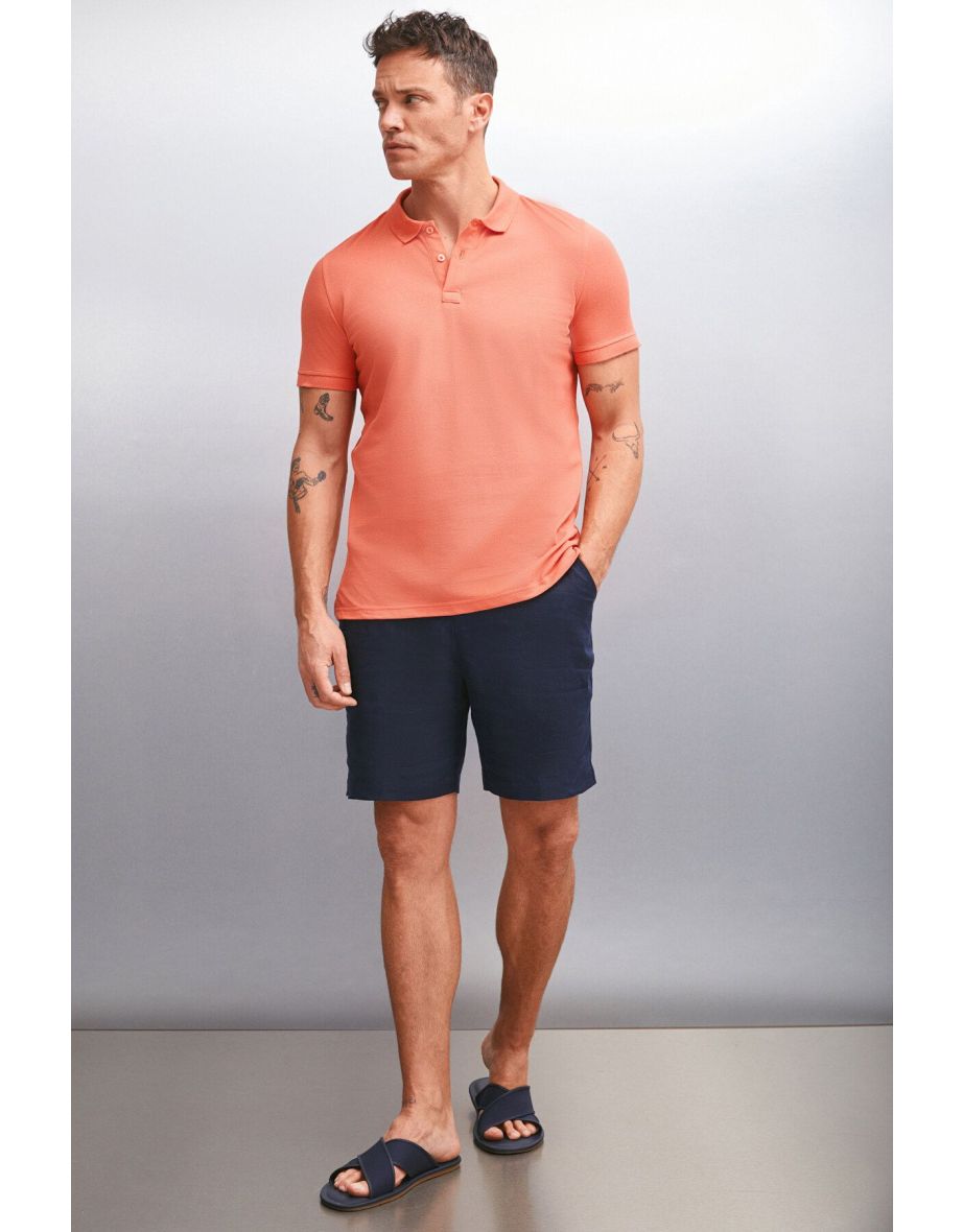 MARTEN Men's 100% Cotton Short Sleeve Regular Fit Pomegranate Blossom Polo Neck T-shirt