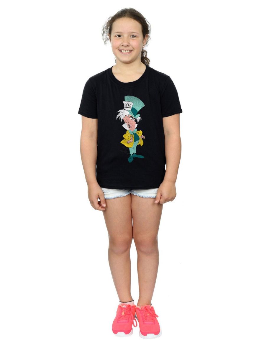 Disney Girls Alice In Wonderland Mad Hatter Classic Cotton T-Shirt - Black - 3