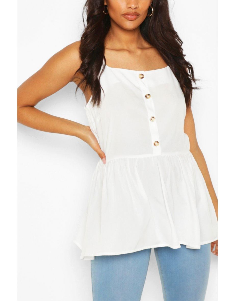 Maternity Button Front Cami Smock Top - white