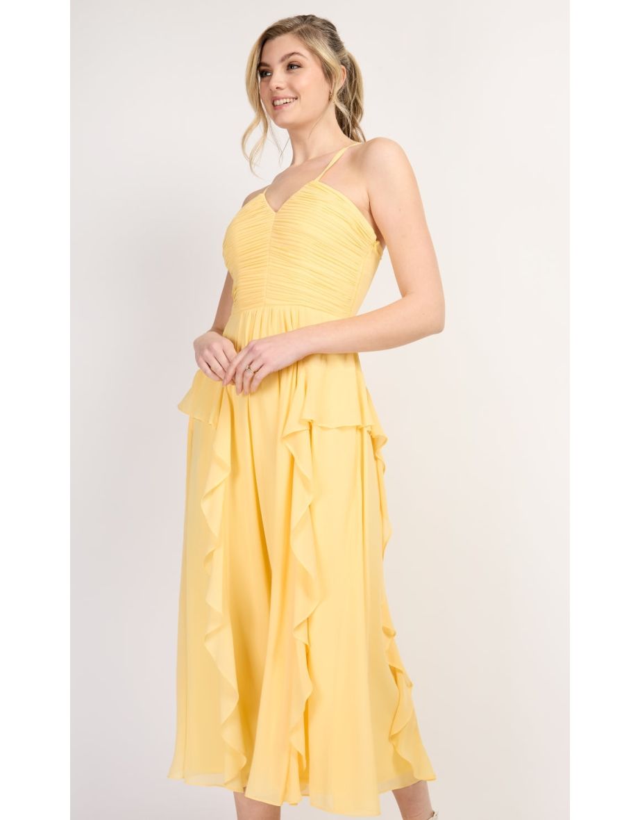 Yellow Chiffon Frill Midaxi Dress - 3