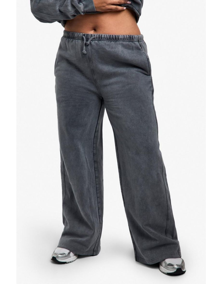 Plus Acid Wash Wide Straight Leg Jogger - charcoal - 3