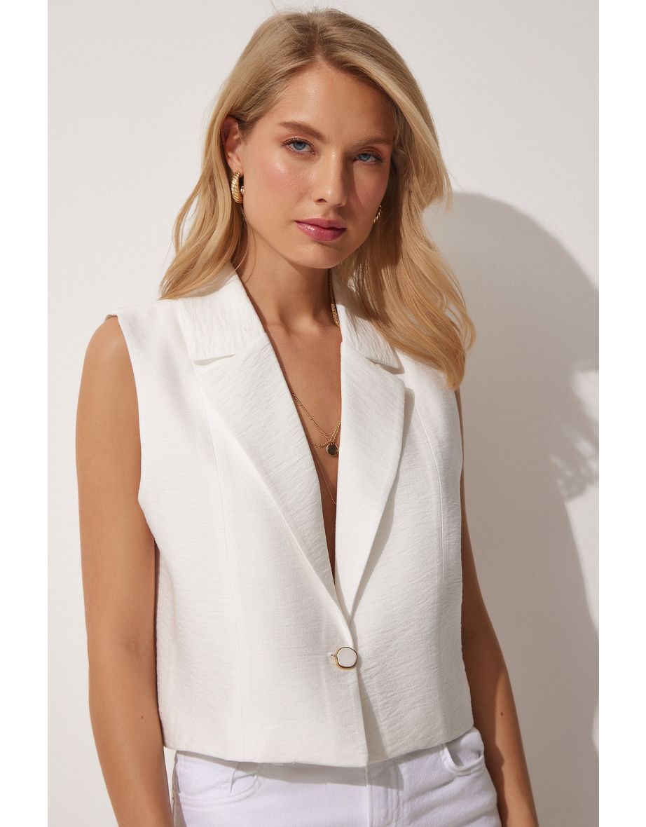 Happiness İStanbul White Waistcoat - 3