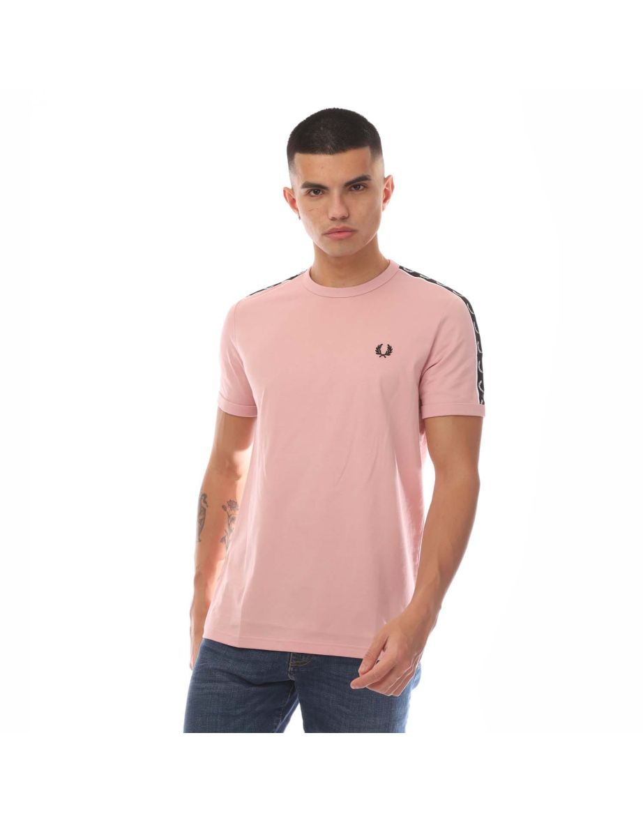 Men's Fred Perry Contrast Tape Ringer T-Shirt in Pink