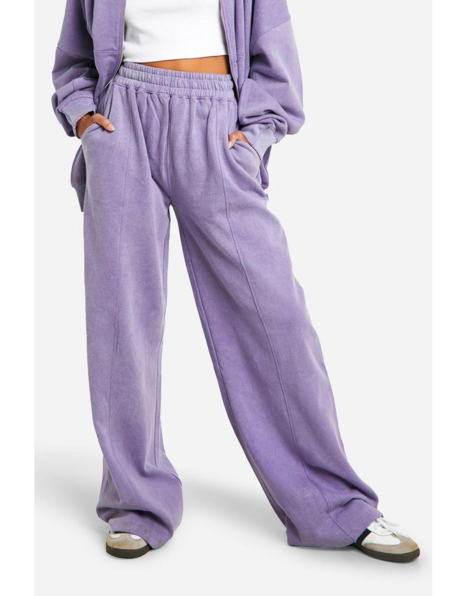 Washed Zip Through Bomber Straight Leg Tracksuit - purple - 3