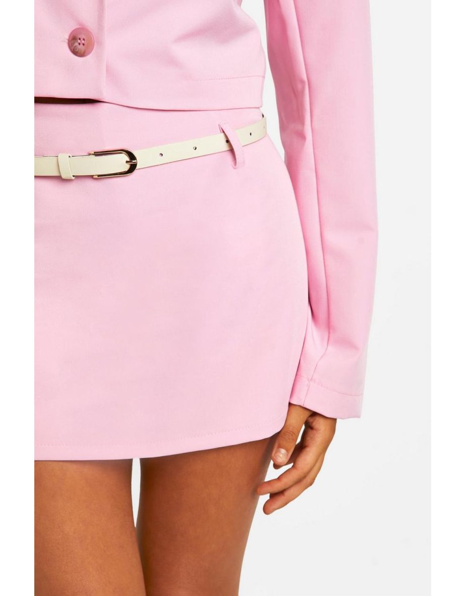 Tailored Belt Detail Skort - baby pink - 3
