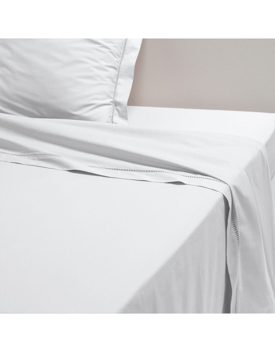 Secret Cotton Percale Flat Sheet with Spoke Stitching - 1