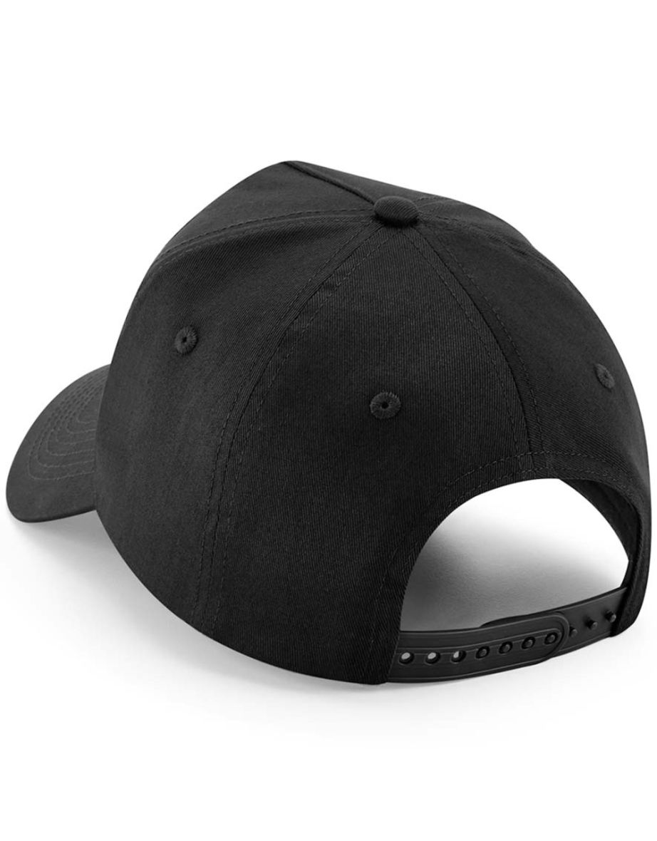 Beechfield 5 Panel Removable Patch Baseball Cap - Black - 1