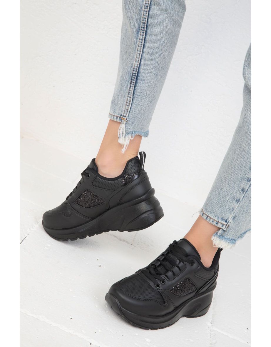 Black-Black Women's Sneakers - 4